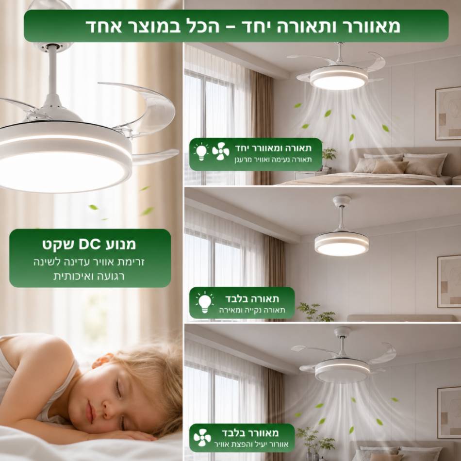 מאוורר תקרה עם כנפיים מתקפלות - Pamirs